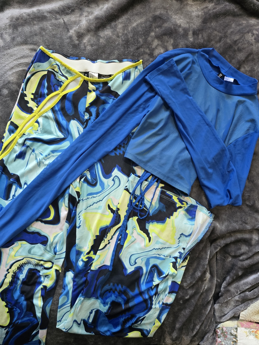 Matching Set! H&M Blue, Turquoise & Lime Bottoms + Crop Top